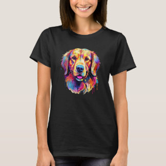 Colorful Golden Retriever Portrait Pop for Women m T-Shirt