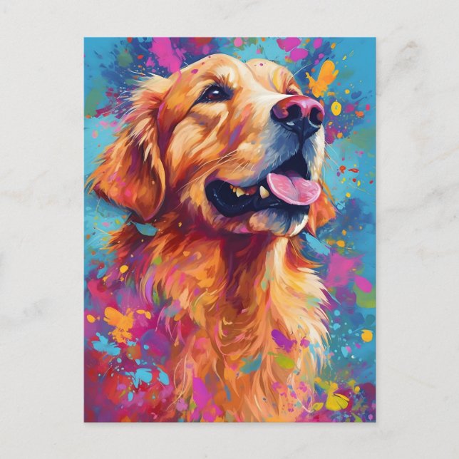 Colorful Golden Retriever Postcard (Front)