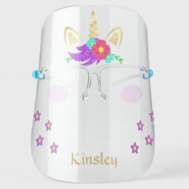 Colorful Golden Unicorn Personalized Face Shield