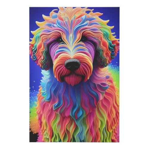 Colorful Goldendoodle Abstract Festive Design Faux Canvas Print