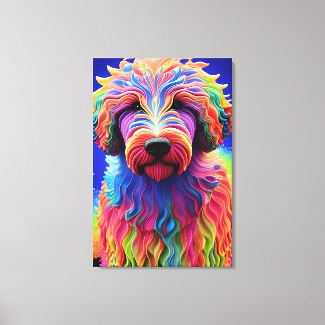 Colorful Goldendoodle Dog Abstract Canvas Print (Front)