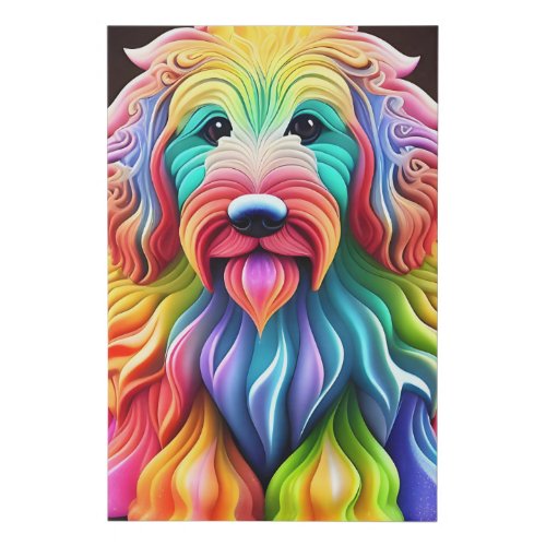 Colorful Goldendoodle Festive Abstract Design Faux Canvas Print