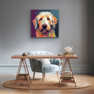 Colorful Goldendoodle Metal Art Print