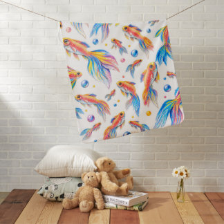 Colorful Goldfish Seamless Pattern – Whimsical Wat Baby Blanket