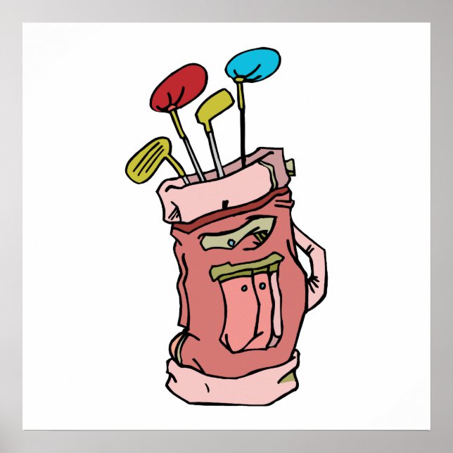 colorful golf bag and clubs graphic poster (Front)