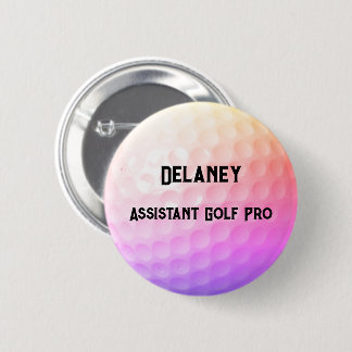 Colorful Golf Ball Dimples Personalized Name Title Button