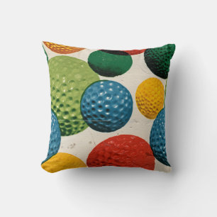 Colorful Golf Ball Pattern Throw Pillow