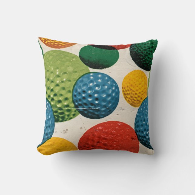 Colorful Golf Ball Pattern Throw Pillow (Front)