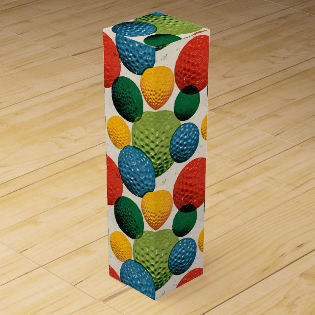 Colorful Golf Ball Pattern Wine Box (Front)