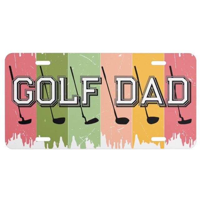Colorful Golf Dad License Plate (Front)