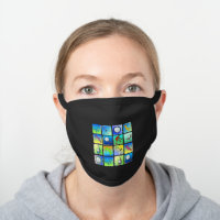 Colorful Golf Images Black Cotton Face Mask