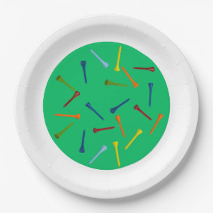 Colorful Golf Tees Golf Paper Plates
