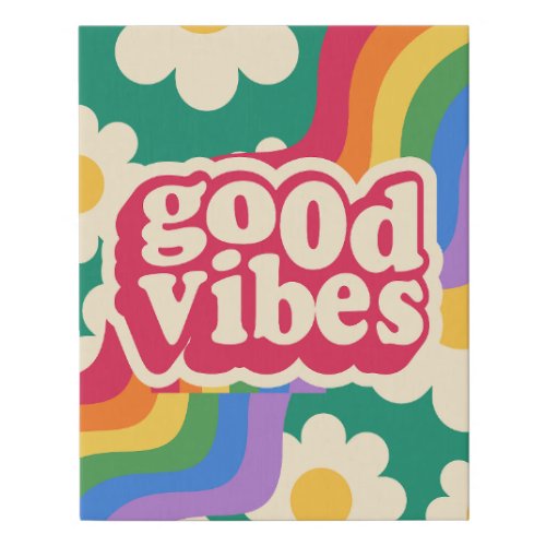 Colorful Good Vibes Only Inspirational Canvas Art