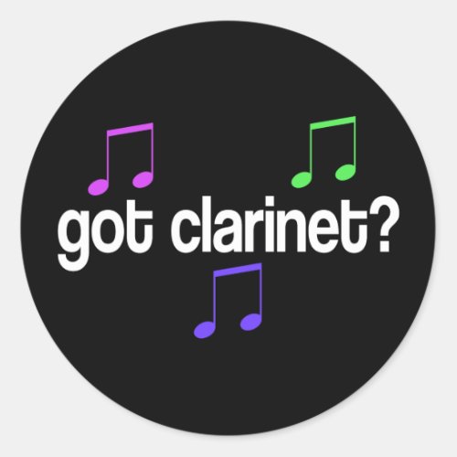 Colorful Got Clarinet Music Gift Classic Round Sticker