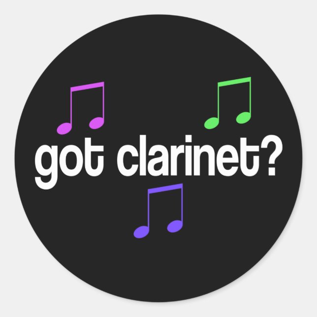 Colorful Got Clarinet Music Gift Classic Round Sticker (Front)