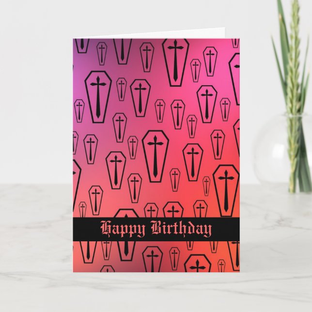Colorful Gothic coffins Happy Birthday Card (Front)