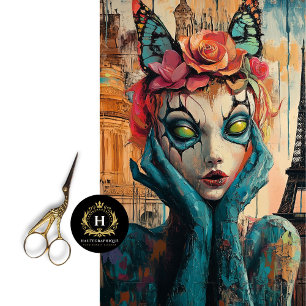 Colorful Gothic Paris Gargoyle Decoupage  Tissue Paper