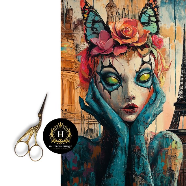 Colorful Gothic Paris Gargoyle Decoupage  Tissue Paper (Creator Uploaded)