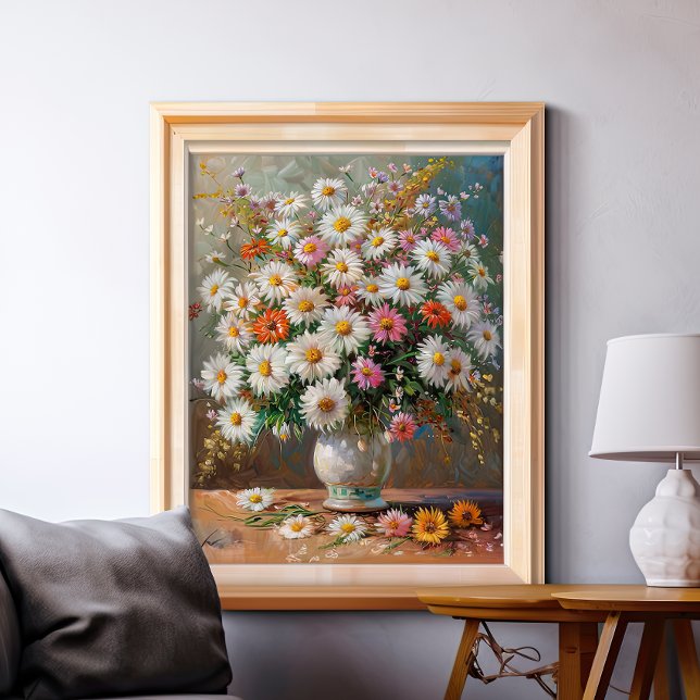 Colorful Gouache Painted Daisies Poster (Creator Uploaded)
