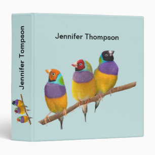 Colorful Gouldian Finches in Pastels 3 Ring Binder