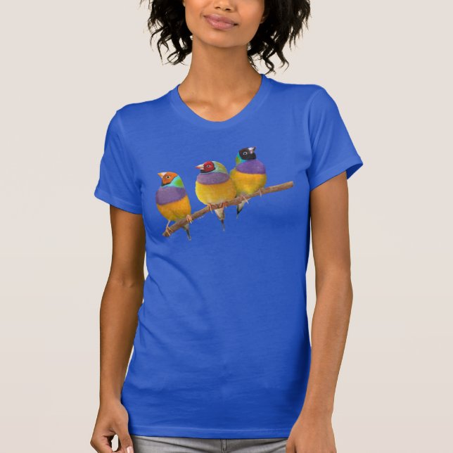 Colorful Gouldian Finches in Pastels T-Shirt (Front)
