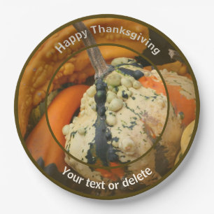 Colorful Gourds Personalized Fall Thanksgiving Paper Plates