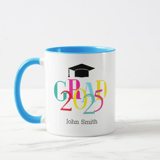 Colorful GRAD 2024 Custom Graduation Mug (Left)