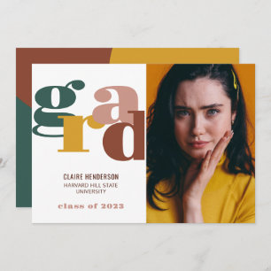 Colorful Grad Modern Retro Bold Graduation Announcement
