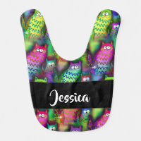 Colorful gradient cats pattern baby bib
