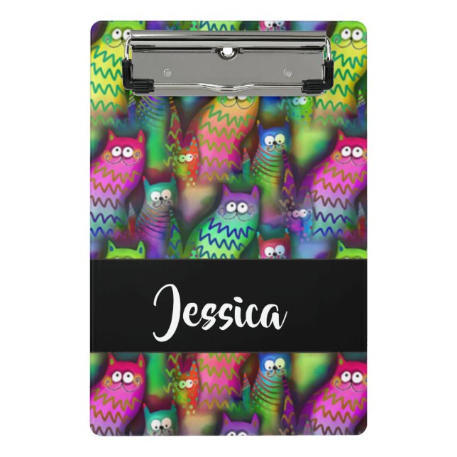 Colorful gradient cats pattern mini clipboard (Front)