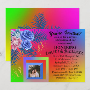 Colorful Gradient Floral Boho Modern Invitation