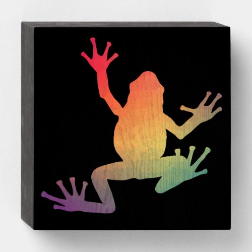 Colorful Gradient Frog Lover Gifts Wooden Box Sign