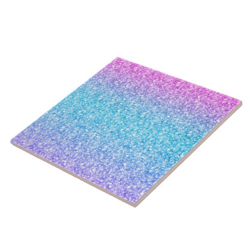 Colorful Gradient Glitter TextureGlitter Ceramic Tile