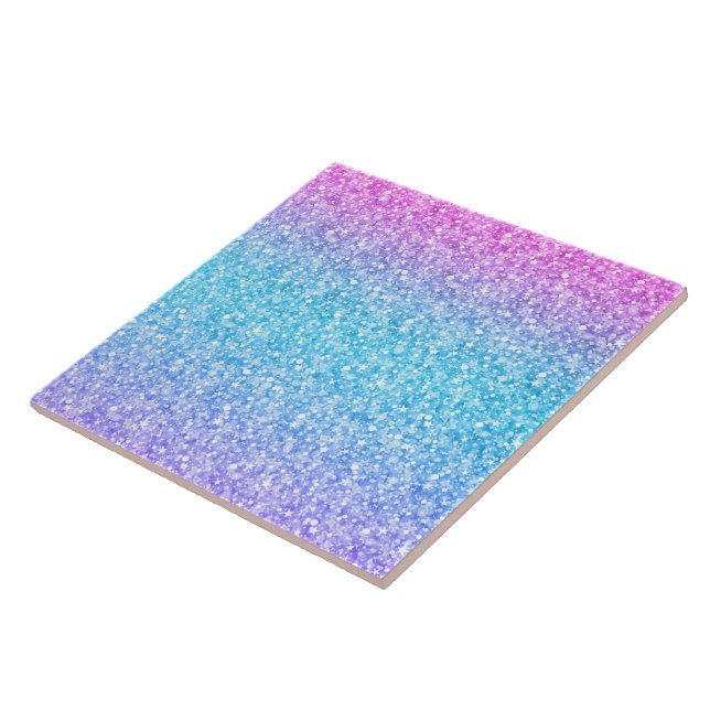 Colorful Gradient Glitter TextureGlitter Ceramic Tile (Side)