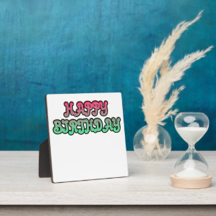 Colorful Gradient Happy Birthday Typography Plaque