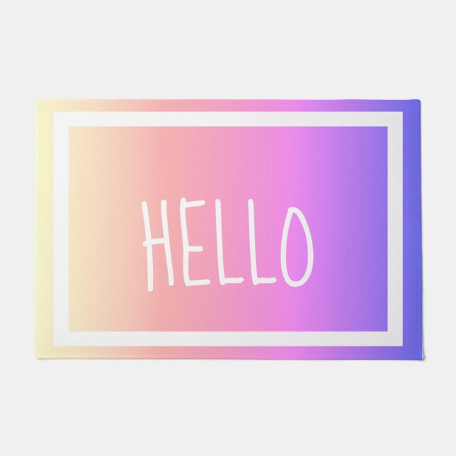 Colorful Gradient Hello Doormat (Front)