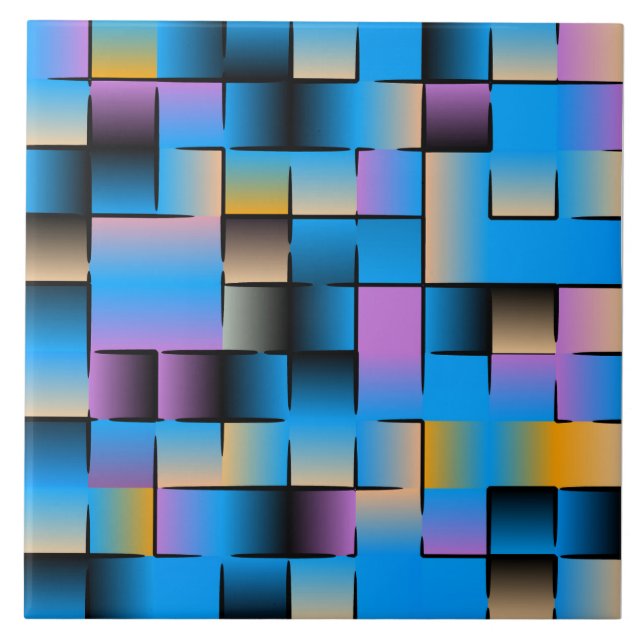 Colorful Gradient Holographic Streaks Pattern Ceramic Tile (Front)