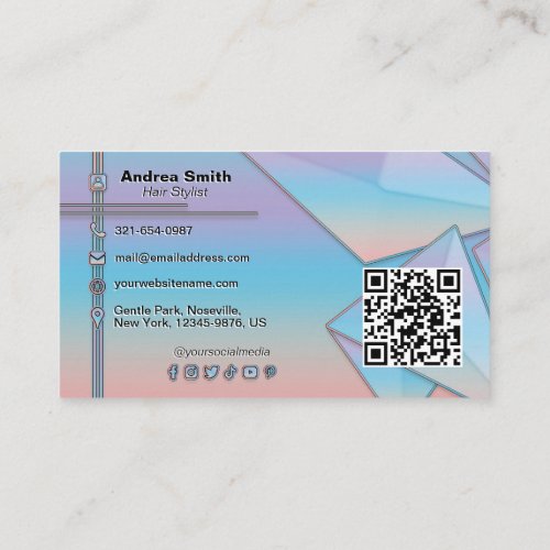 Colorful Gradient Iridescent QR Code Social Icons Business Card