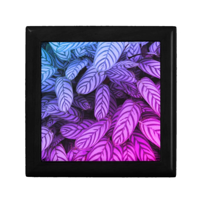 Colorful Gradient Leaf Pattern Jewelry Box (Front)