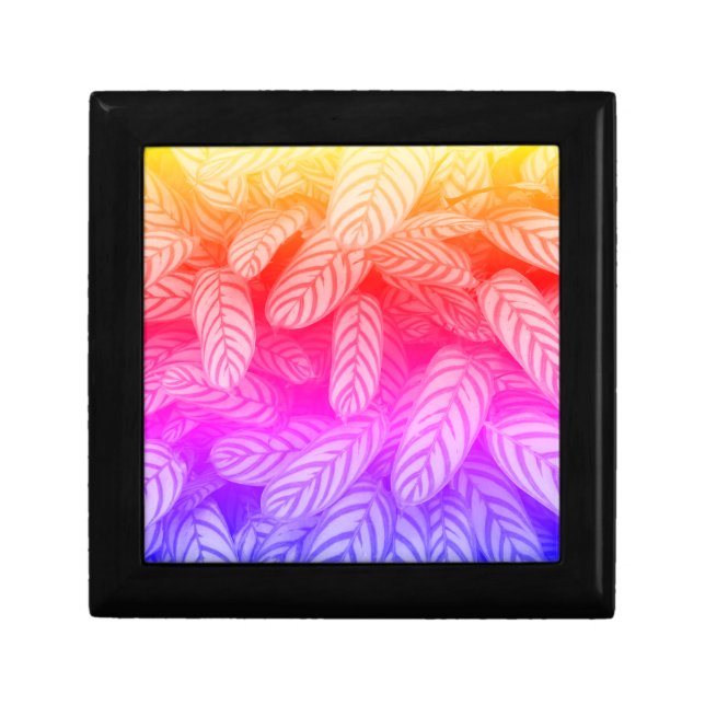 Colorful Gradient Leaf Pattern Jewelry Box (Front)