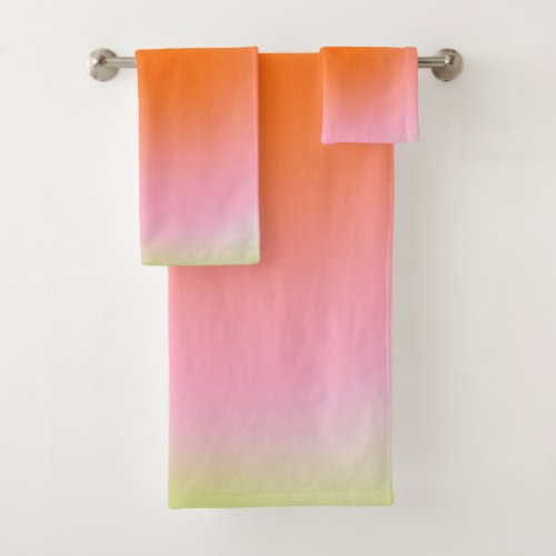 Colorful Gradient Lime Green Pink Orange Bath Towel Set