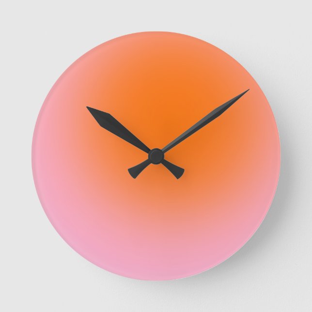 Colorful Gradient Lime Green Pink Orange Round Clock (Front)