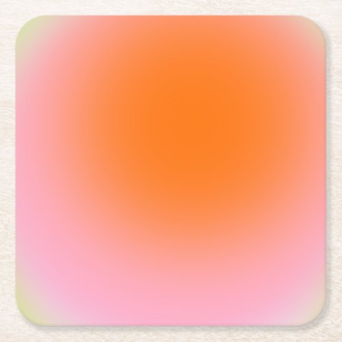 Colorful Gradient Lime Green Pink Orange Square Paper Coaster