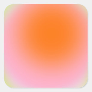 Colorful Gradient Lime Green Pink Orange Square Sticker