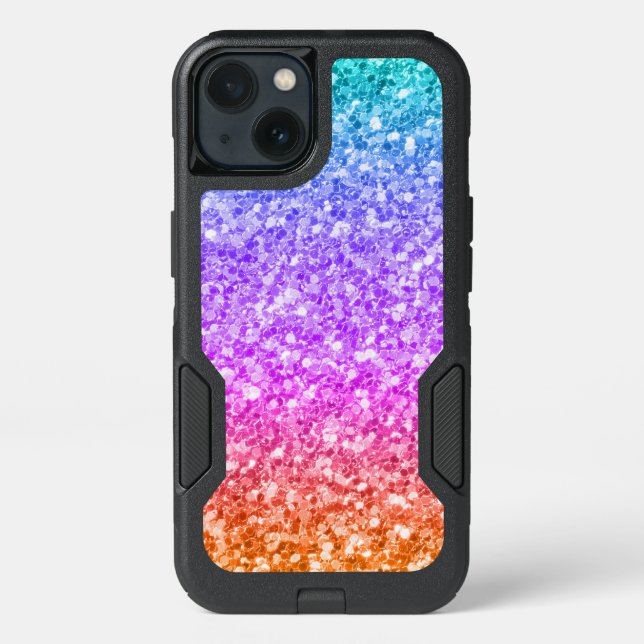 Colorful Gradient Modern Glitter Texture Pattern Otterbox iPhone Case (Back)