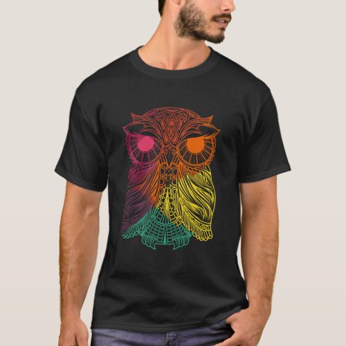 Colorful Gradient Owl Owl Art T_Shirt