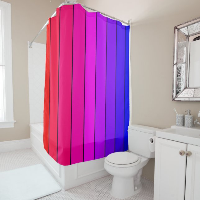 Colorful Gradient Stripes Shower Curtain (In Situ)