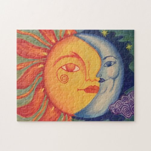 Colorful Gradient Sun Moon Nature Rainbow Color Jigsaw Puzzle