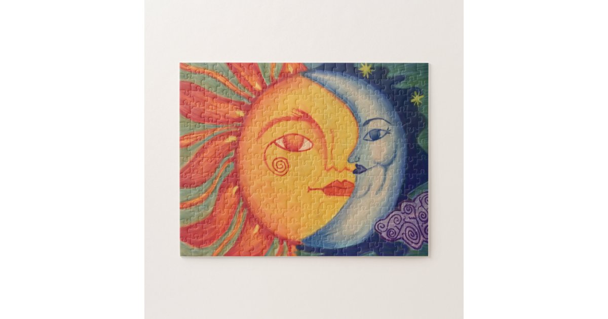 Colorful Gradient Sun Moon Nature Rainbow Color Jigsaw Puzzle Zazzle Com