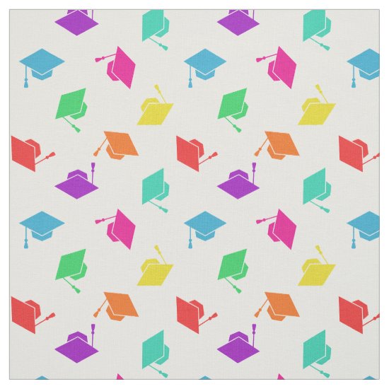 Colorful Graduation Cap Pattern Fabric